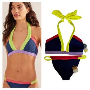Boden Womens Bikini Set Ithaca Halter Top US 10 Tanga Bottom US 8 Swim Beach